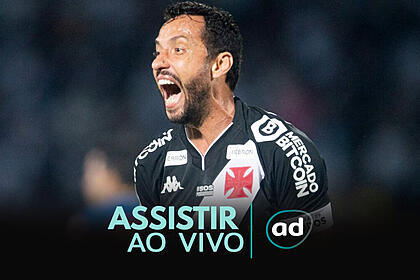 Nenê comemorando gol com a camisa do Vasco, na arte de dvulgação Onde assistir do AD