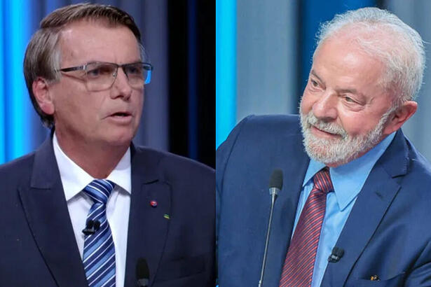 Montagem Bolsonaro e Lula no último debate da Globo