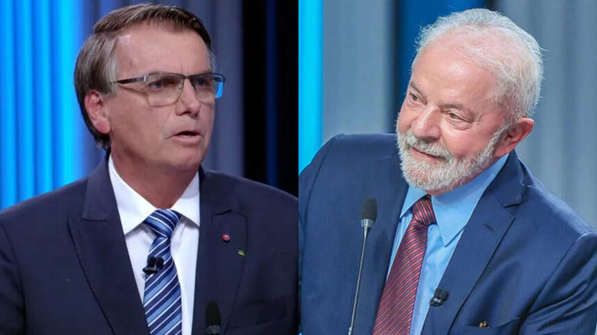 Montagem Bolsonaro e Lula no último debate da Globo