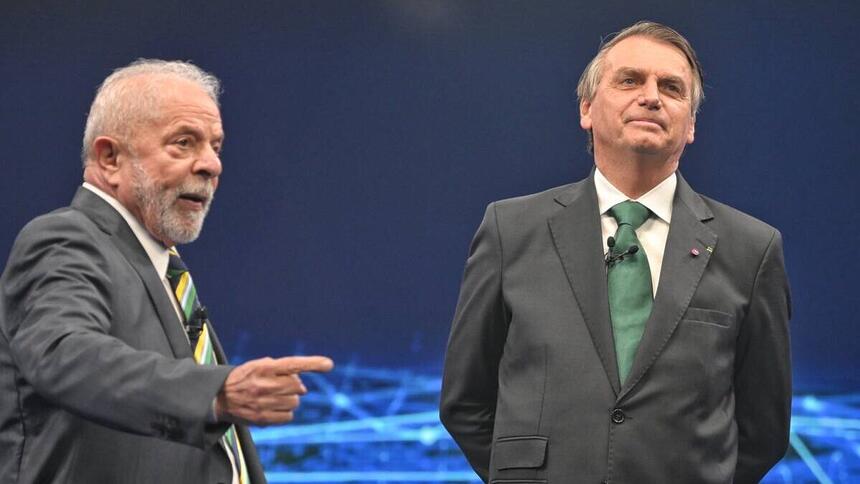 Lula e Bolsonaro lado a lado em trecho do debate na band