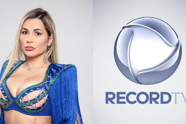 Montagem de Deolane Bezerra com o logo da Record TV