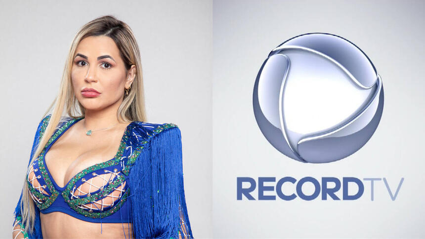 Montagem de Deolane Bezerra com o logo da Record TV