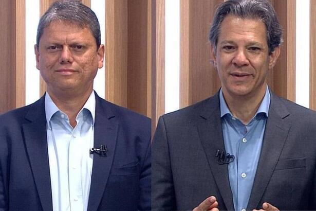 Tarcísio de Freitas e Fernando Haddad em uma montagem