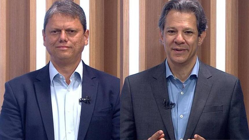 Tarcísio de Freitas e Fernando Haddad em uma montagem