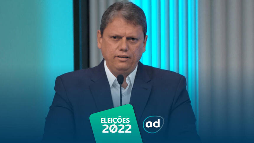 Tarcísio em trecho de sua participação no debate da TV Globo