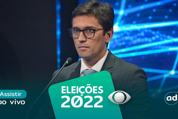 Rodolfo Schneider na arte de divulgação do "Assistir ao vivo" da Band nas Eleições 2022