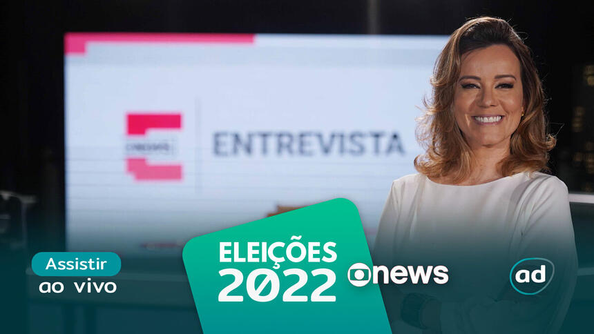 Natuza Nery na arte de divulgação do "Assistir ao vivo" da GloboNews nas Eleições 2022