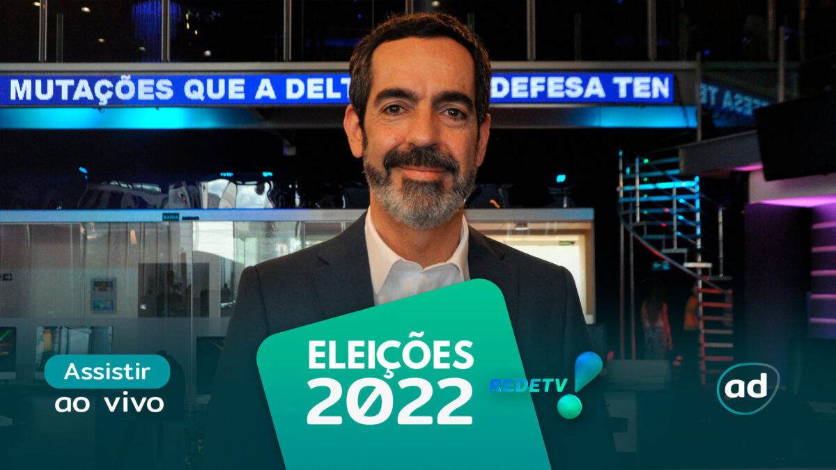 Mauro Tagliaferri na arte de divulgação do "Assistir ao vivo" da RedeTV! nas Eleições 2022