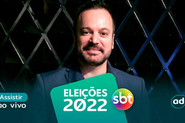 Marcelo Torres na arte de divulgação do "Assistir ao vivo" do SBT nas Eleições 2022