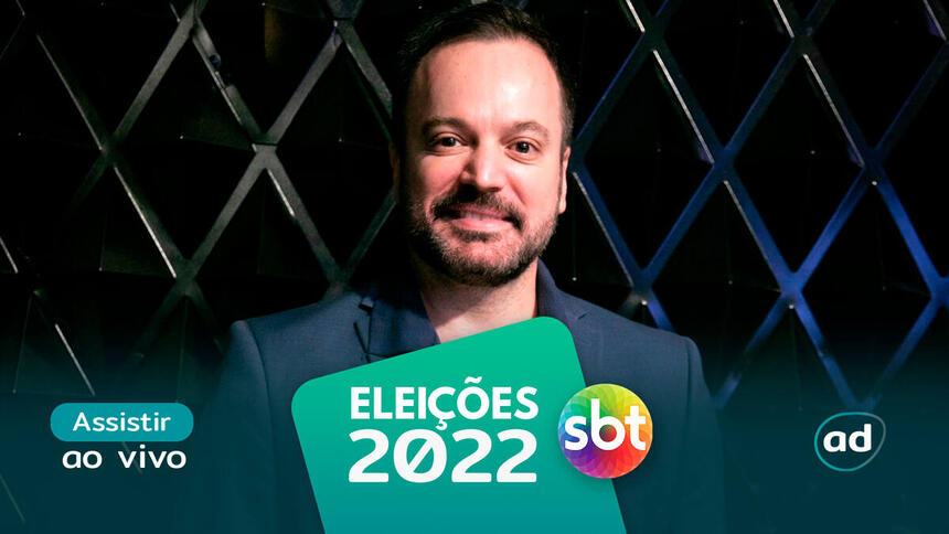 Marcelo Torres na arte de divulgação do "Assistir ao vivo" do SBT nas Eleições 2022