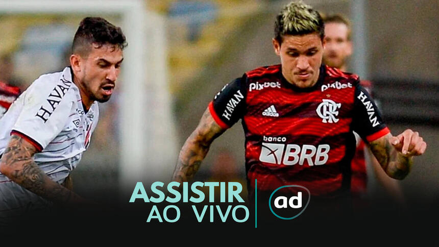 Jogadores Flamengo e Athlético/PR na arte de onde assistir o jogo da final da Libertadores