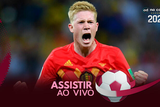 Jogador De Bruyne, com a camisa da Bélgica, na arte onde assistir ao jogo Bélgica x Canadá