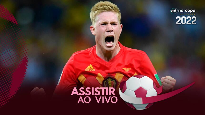 Jogador De Bruyne, com a camisa da Bélgica, na arte onde assistir ao jogo Bélgica x Canadá