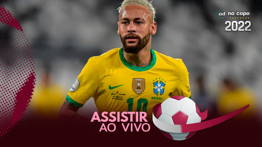 Jogador Neymar,, com a camisa da Seleção Brasileira/Brasil,, na arte onde assistir ao jogo Brasil x Sérvia