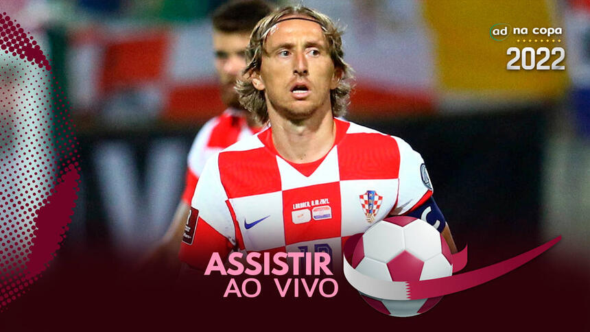 Jogador Luka Modric, com a camisa da Croácia, na arte onde assistir ao jogo Marrocos x Croácia