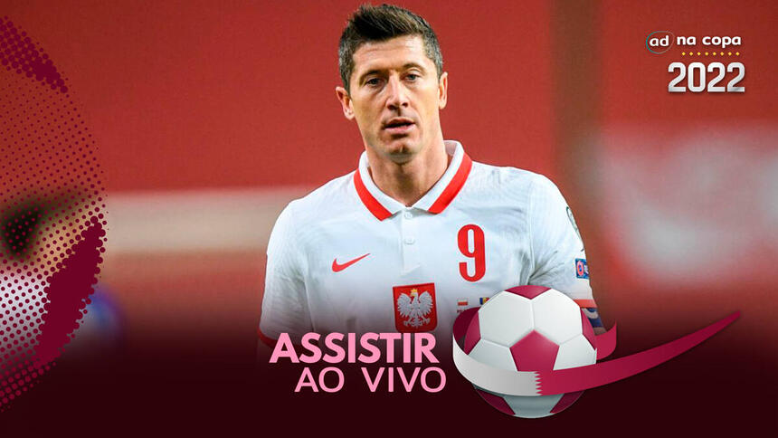 Jogador Lewandowski, com a camisa da Polônia, na arte onde assistir ao jogo México x Polônia