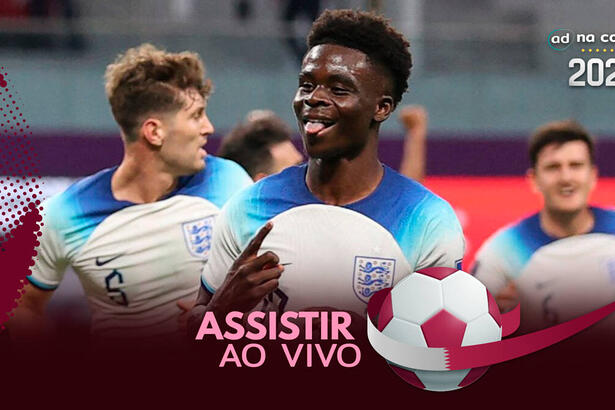 Jogador Saka, com a camisa da Inglaterra, na arte onde assistir ao jogo País de Gales x Inglaterra