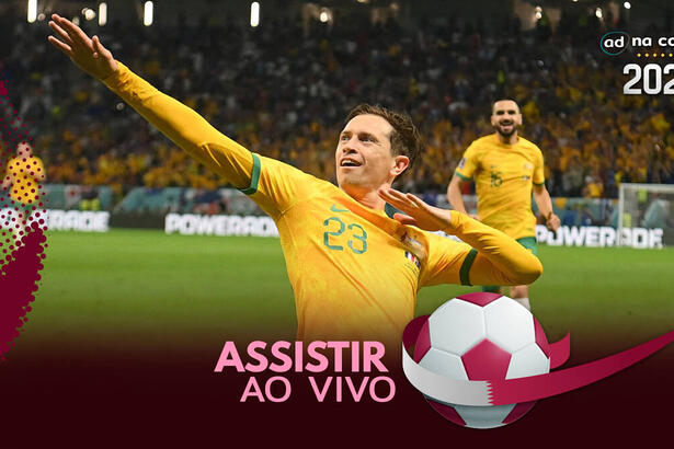 Jogador Craig Goodwin, com a camisa da Austrália, na arte onde assistir ao jogo Austrália x Tunísia