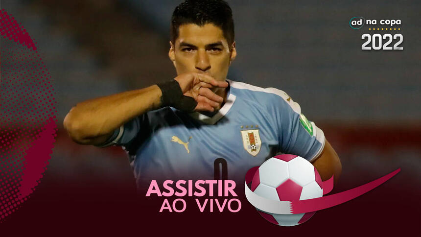 Jogador Luiz Suarez, com a camisa de Uruguai, na arte onde assistir ao jogo Uruguai x Coreia do Sul