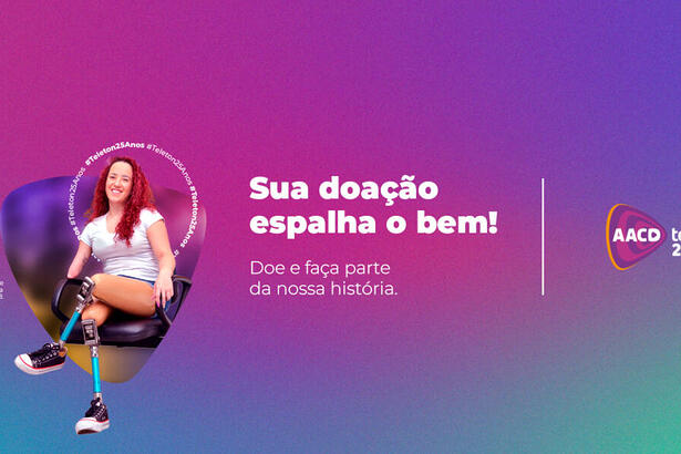 Arte de divulgação do Teleton 2022 com Natália, primeira paciente símbolo da campanha