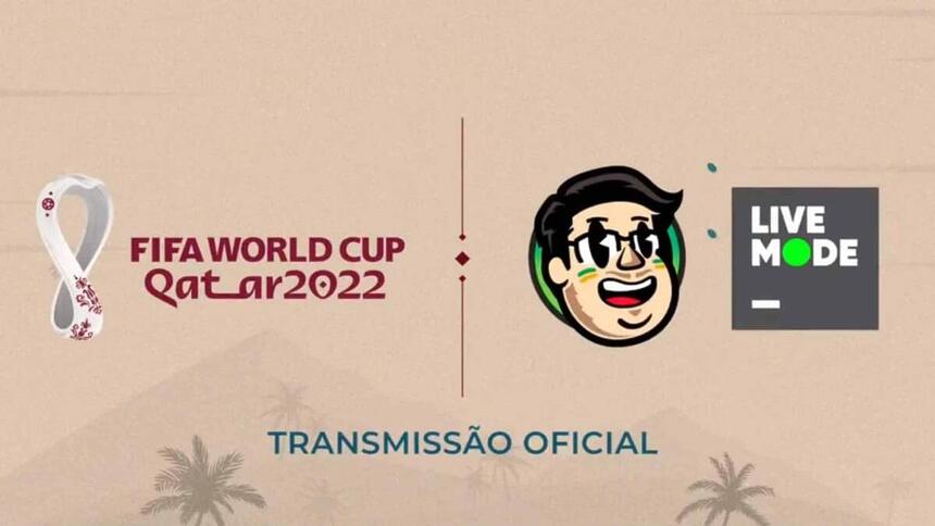 Logo oficial da Copa do Mundo, ao logo da logo da Live do Cazé e da LiveMode