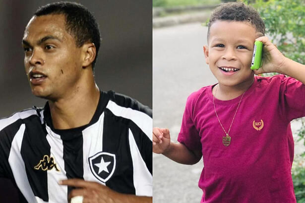 Dodô com a camisa do vasco durante jogo; Lucas Batalha sorrindo com um celular na mão