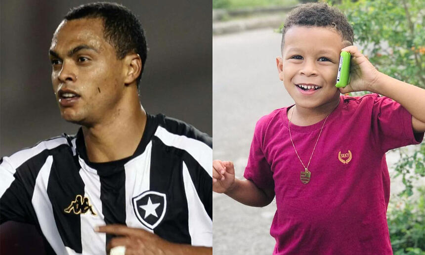 Dodô com a camisa do vasco durante jogo; Lucas Batalha sorrindo com um celular na mão