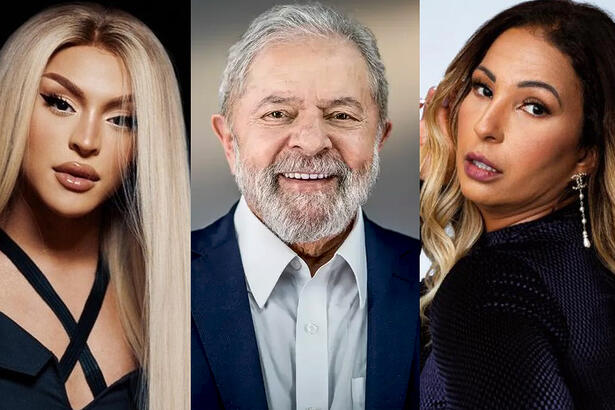 Montagem de fotos de Pabllo Vittar, Lula e Valesca Popozuda