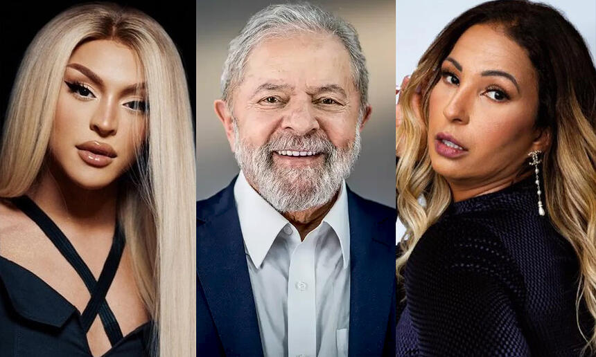 Montagem de fotos de Pabllo Vittar, Lula e Valesca Popozuda