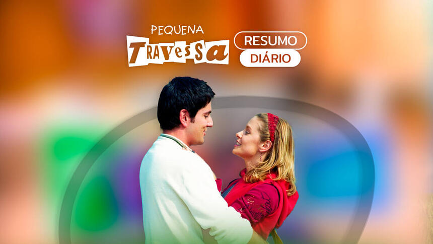 Arte de divulgação do resumo diário da novela Pequena Travessa, exibida no SBT