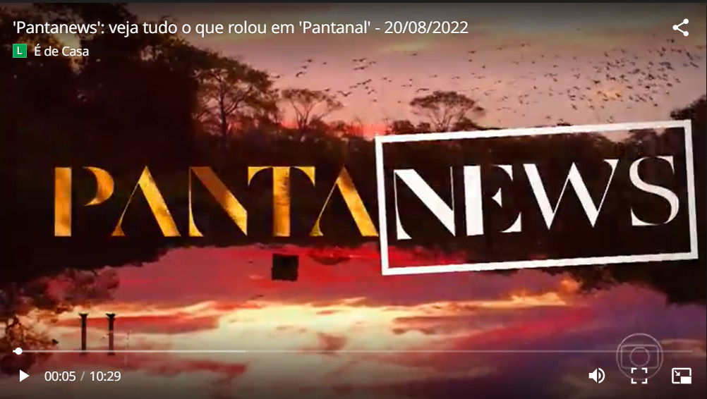 Frame de um episódio de PantaNews no É de Casa mostrando duração de 10 minutos e 29 segundos.