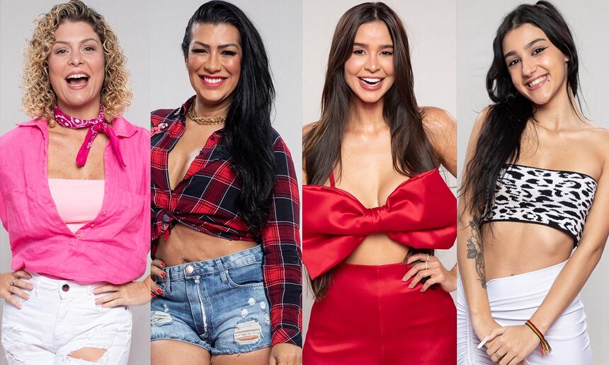 Montagem com 4 fotos de Bárbara Borges, Ellen Cardoso, Kerline Cardoso e Bia Miranda