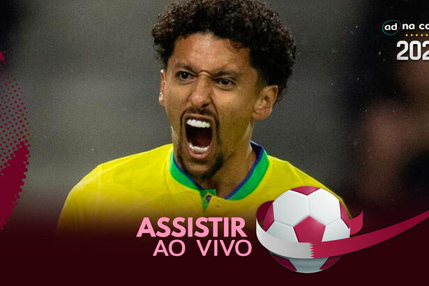 Jogador Marquinhos, com a camisa do Brasil, na arte de onde assistir ao jogo Brasil x Coreia do Sul