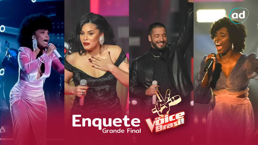 Arte com os finalistas do The Voice Brasil para a enquete da Grande Final