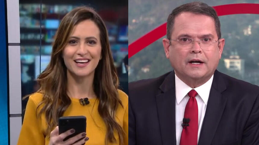 Montagem com Marcela Rahal e Sidney Rezende nos cenários da CNN Brasil