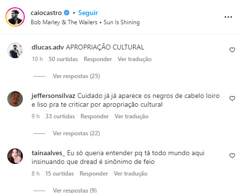 Print comentários Caio Castro Instagram