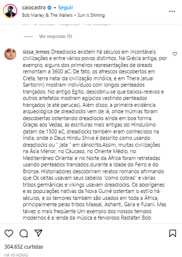 Print comentários Caio Castro Instagram