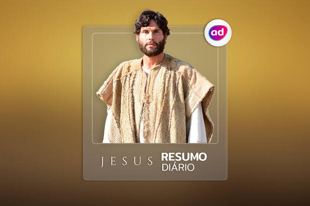 Arte de divulgação do resumo diário da Novela Jesus