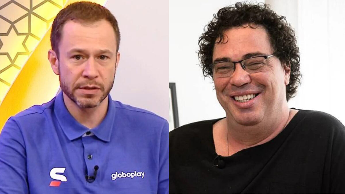 Tiago Leifert e Casagrande em um montagem
