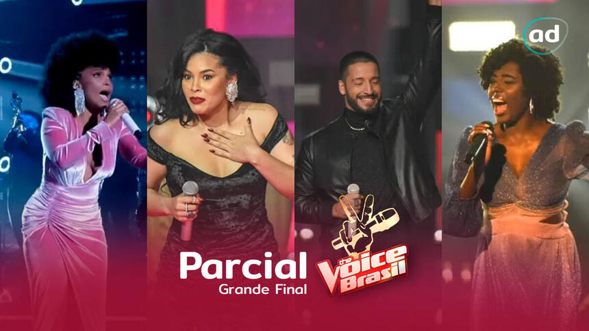 Mila Santana, Bell Lins, Juceir Jr. e Keilla Júnia se apresentando no palco do The Voice Brasil