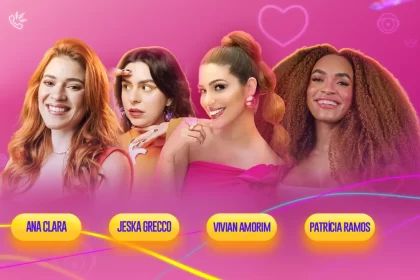 Montagem de fotos de Ana Clara, Jeska Grecco, Patrícia Ramos e Vivian Amorim para banner oficial de anuncio das novas apresentadoras do Rede BBB 23