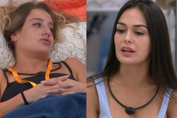 Montagem de Bruna Griphao e Larissa em trechos da discussão no Quarto do Líder