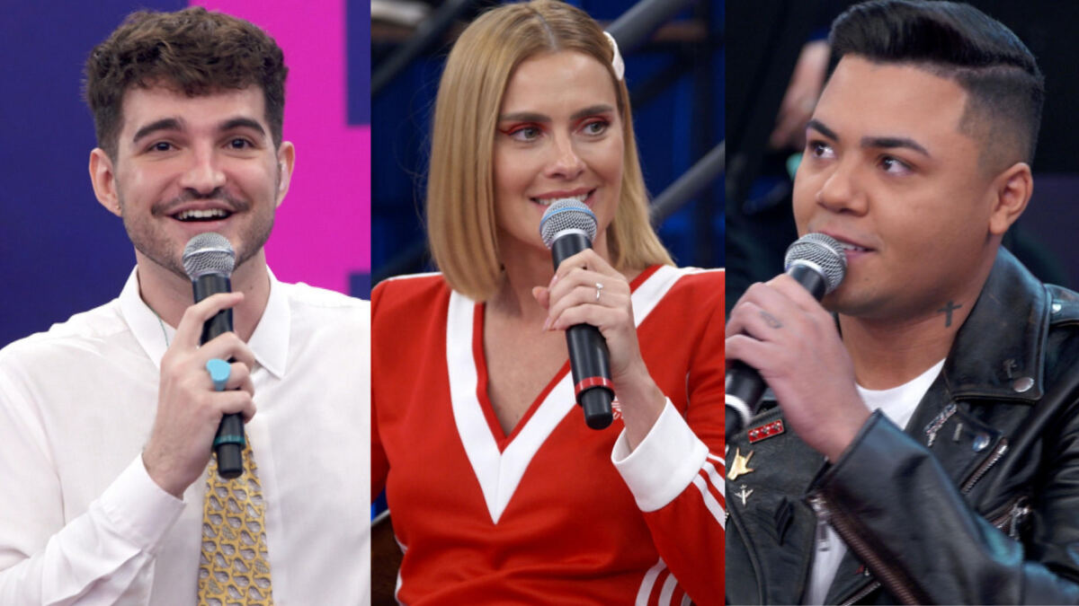 Jão, Carolina Dieckmann e Felipe Araújo em uma montagem, em trechos do programa Altas Horas