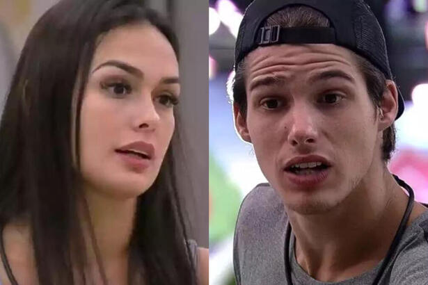 Larissa e Gabriel em uma montagem, no BBB 23