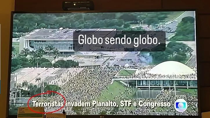 Print dos stories de Marcos Harter sobre a cobertura da TV Globo nos atos terroristas 