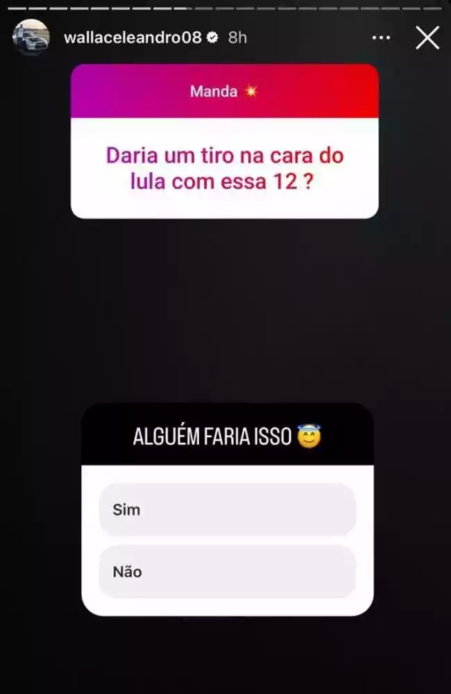 Print da publicação de Wallace no Instagram