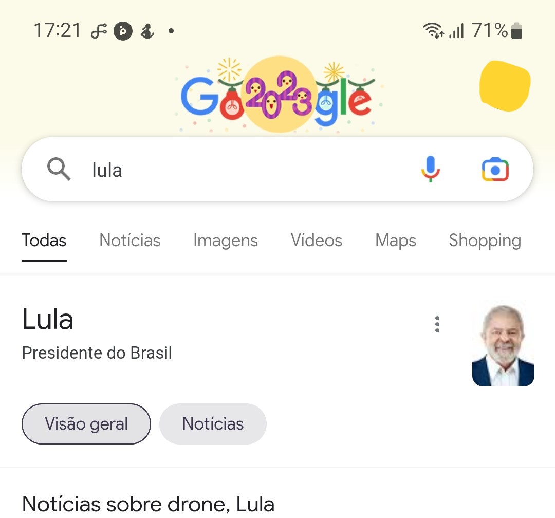 Página de Lula no Google