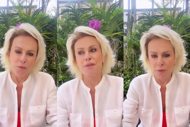 Ana Maria Braga sentada, de camisa branca e top laranja falando sobre diagnóstico