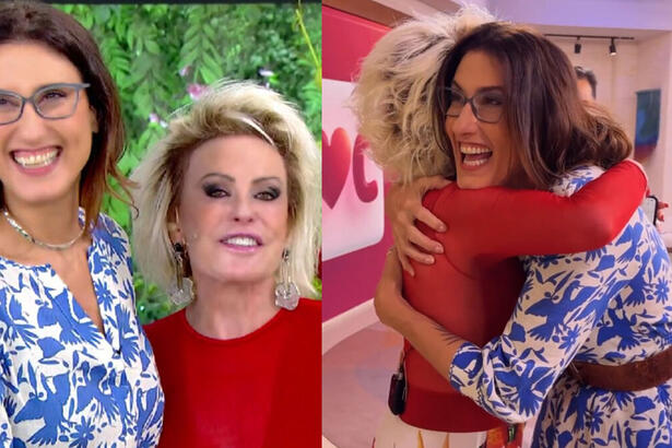 Montagem com trechos de Ana Maria Braga e Paola Carosella no Mais Você