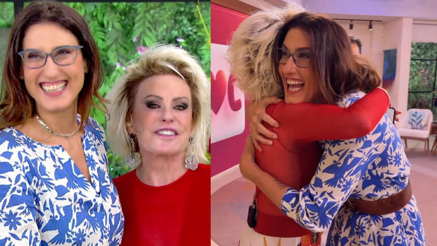 Montagem com trechos de Ana Maria Braga e Paola Carosella no Mais Você